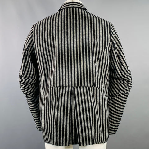 LE CORBEAUXX par LCBX Taille M Noir Gris Rayé Laine Mélangée Col Cranté Veste de Sport