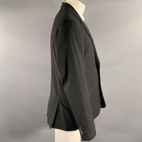 PAUL SMITH Chest Size 42 Black Solid Wool Notch Lapel Sport Coat