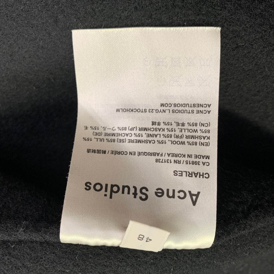 ACNE STUDIOS Size S Charles Black Wool Cashmere Notch Lapel Coat