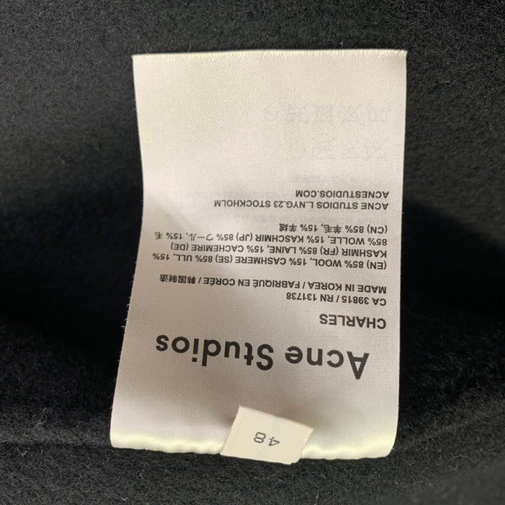 ACNE STUDIOS Size S Charles Black Wool Cashmere Notch Lapel Coat