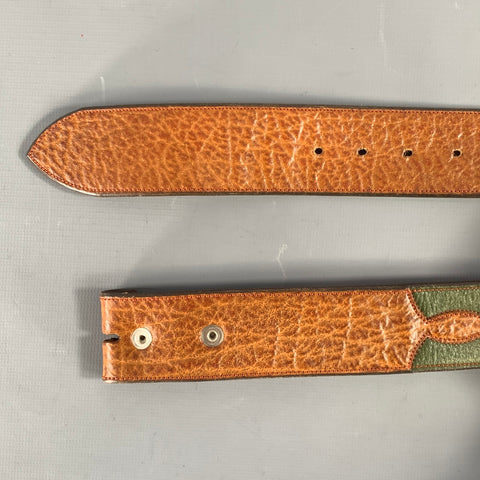 NO BRAND Waist Size 24 Green Brown Western Leather Belt