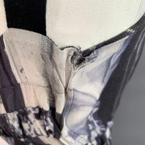 MM6 MAISON MARGIELA SS2013 Size 8 White Dark Grey Viscose Mixed Patterns Dress