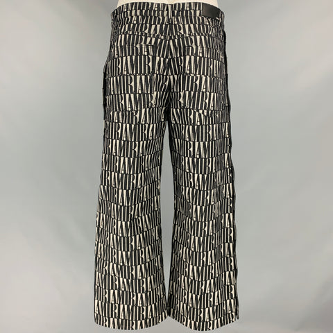 AMIRI Size 34 Black Grey Logo Cotton Jean Cut Wide Leg Casual Pants