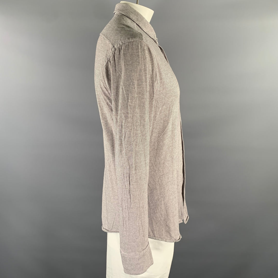 BARENA Size XL White Black Stripe Long Sleeve Knit Shirt