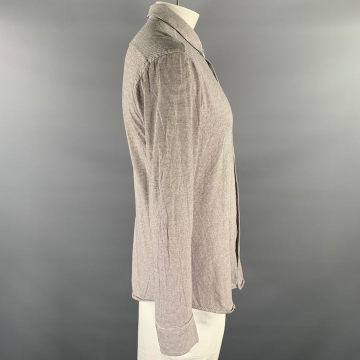 BARENA Size XL White Black Stripe Long Sleeve Knit Shirt