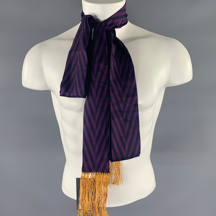 HAIDER ACKERMANN Écharpes à motif mixte violet, noir et or