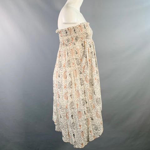 ISABEL MARANT ETOILE Size S White Brown Black Cotton Abstract Strapless Dress