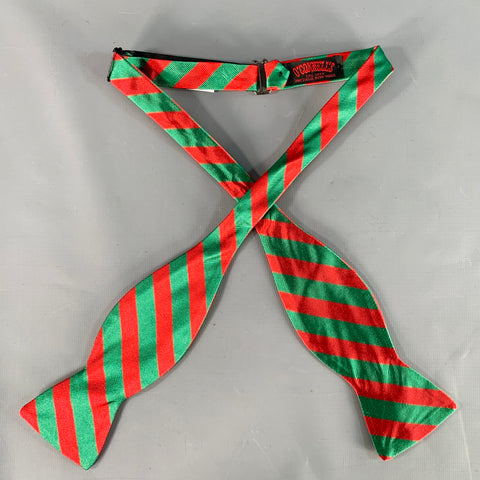 O'CONNELL'S Red Green Diagonal Stripe Bow Tie