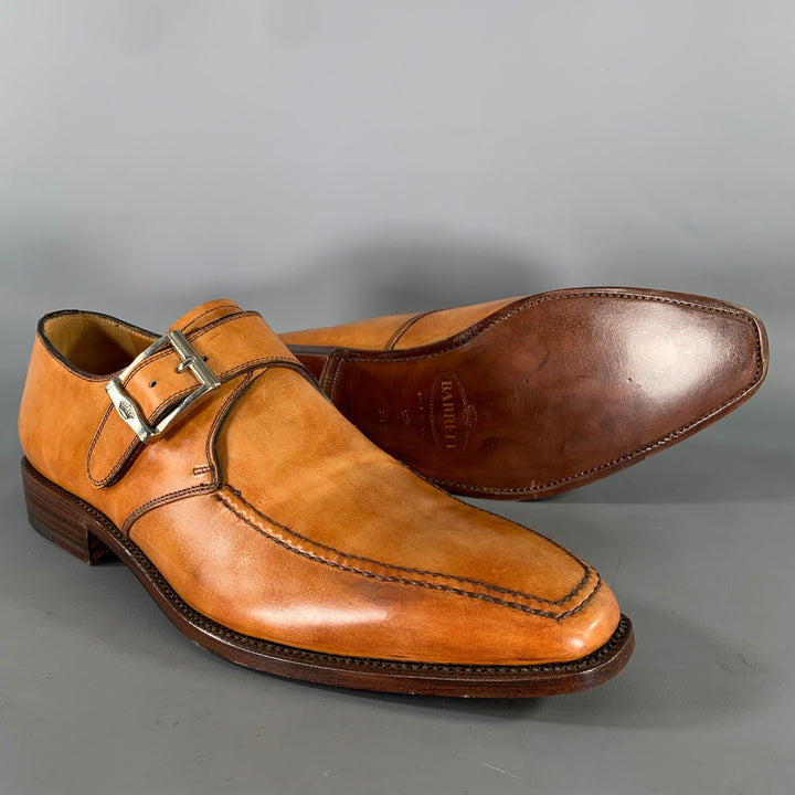 BARRETT Size 9.5 Tan Brown Leather Monk Strap Loafers