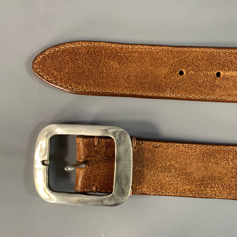 JOHN VARVATOS Size 32 Brown Distressed Leather Belt