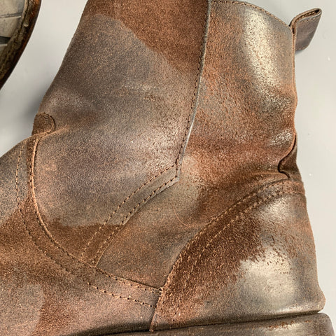 DOLCE & GABBANA Size 10.5 Brown Distressed Roughout Leather Boots