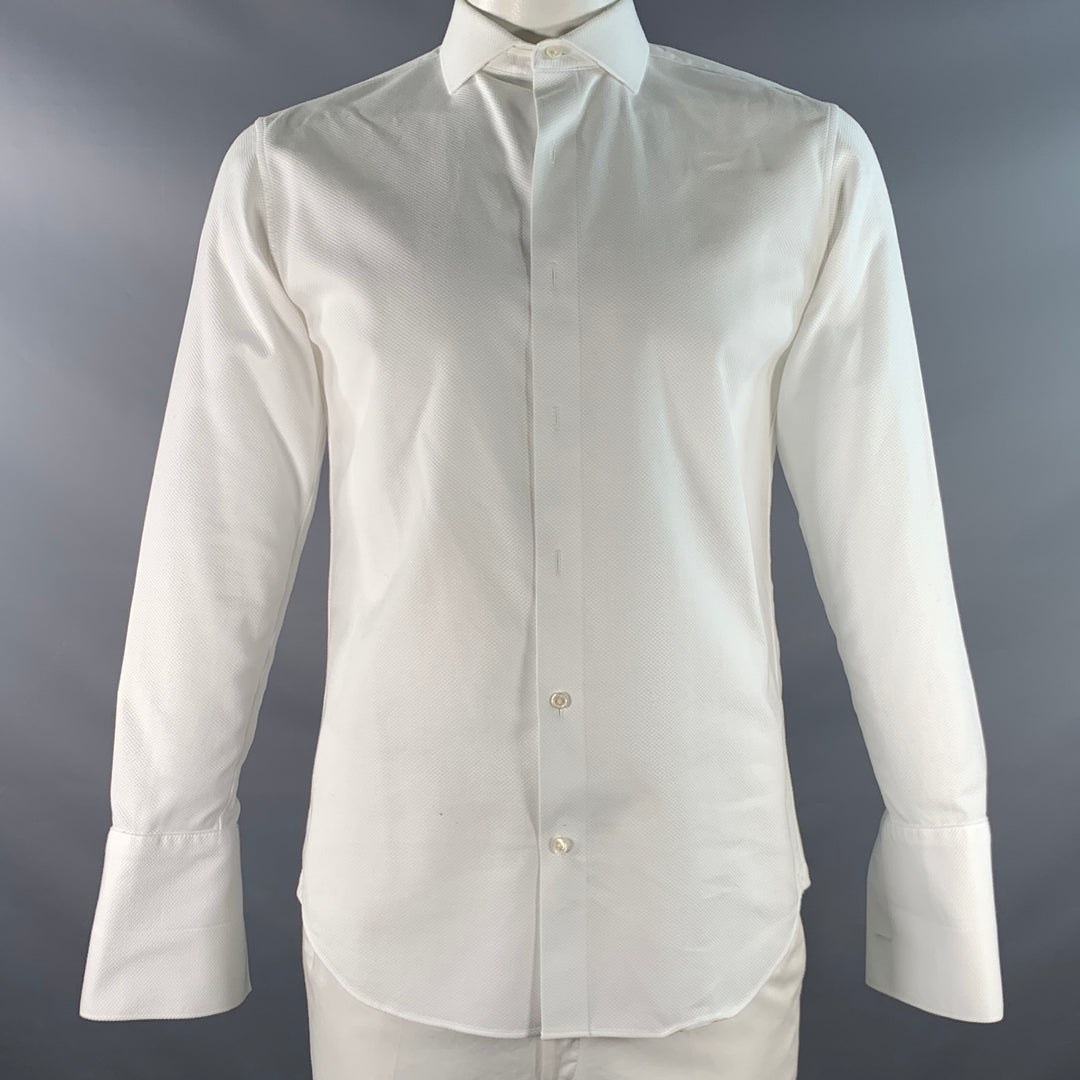 BONOBOS Size L White Cotton Tuxedo Long Sleeve Shirt