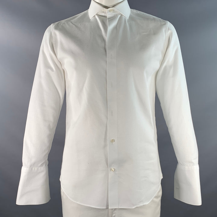 BONOBOS Size L White Cotton Tuxedo Long Sleeve Shirt