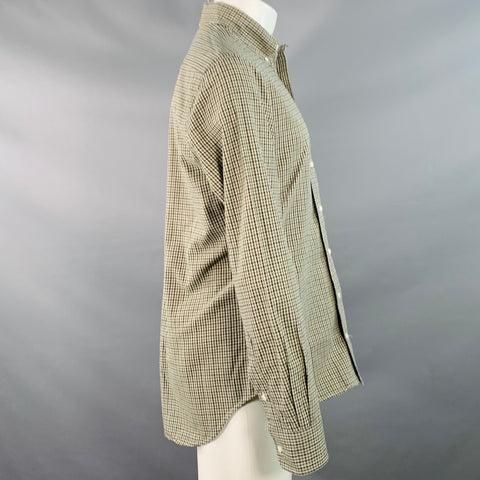 GITMAN VINTAGE Size M Beige Black Green Checkered Cotton One Pocket Long Sleeve Shirt