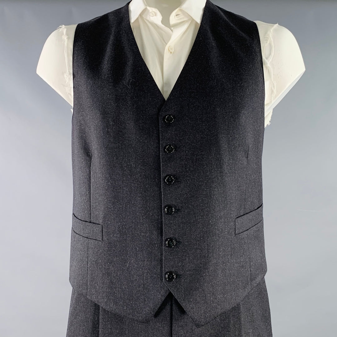 VALENTINO Size 43 Regular Grey Charcoal Virgin Wool Notch Lapel Suit