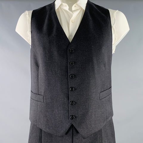 VALENTINO Size 43 Regular Grey Charcoal Virgin Wool Notch Lapel Suit