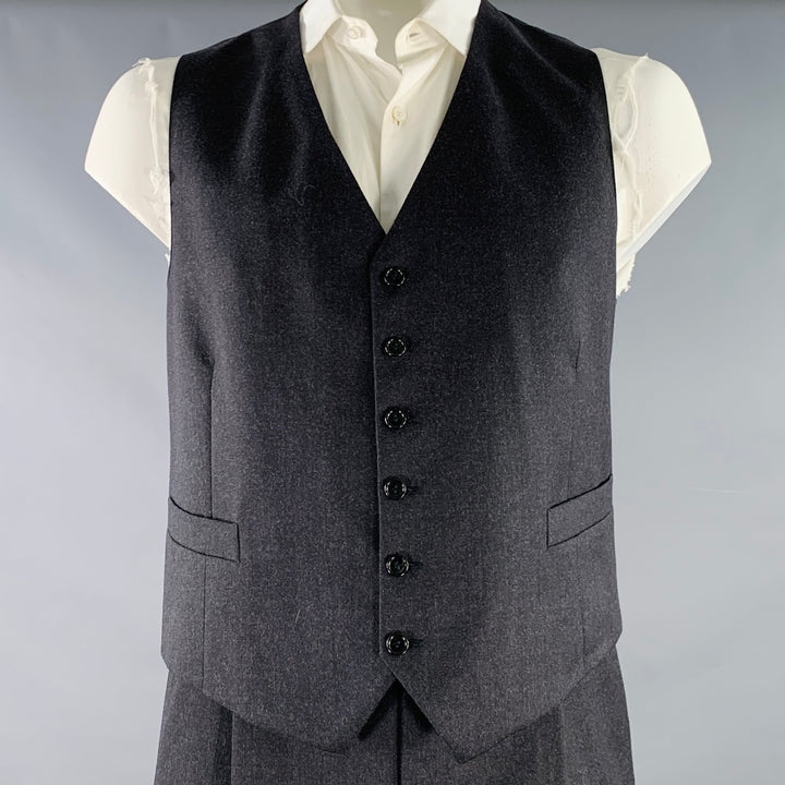 VALENTINO Size 43 Regular Grey Charcoal Virgin Wool Notch Lapel Suit