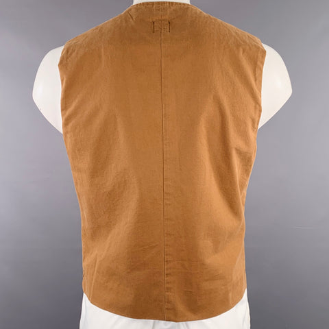 DANIELE ALESSANDRINI Size L Khaki Cotton Buttoned Vest