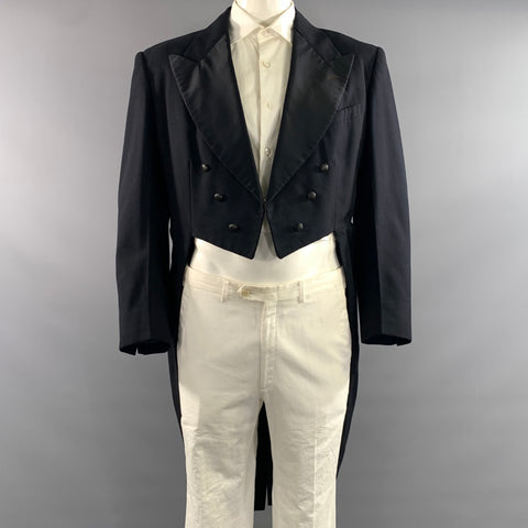 RICHMAN BROTHERS Chest Size 44 Black Wool Blend Tails Sport Coat