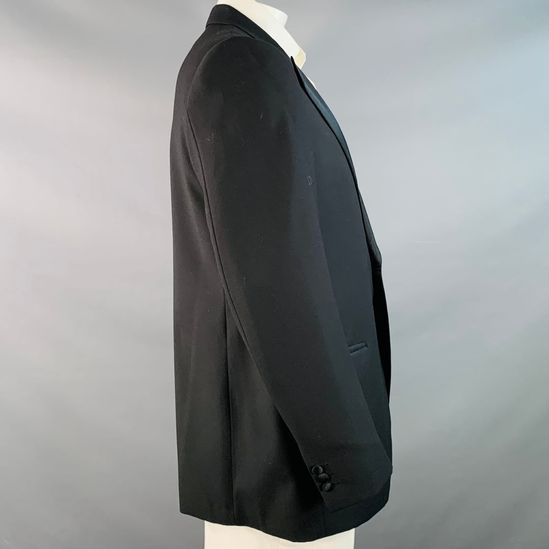 BRIONI for WILKES BASHFORD Size 44 Black Wool Peak Lapel Tuxedo