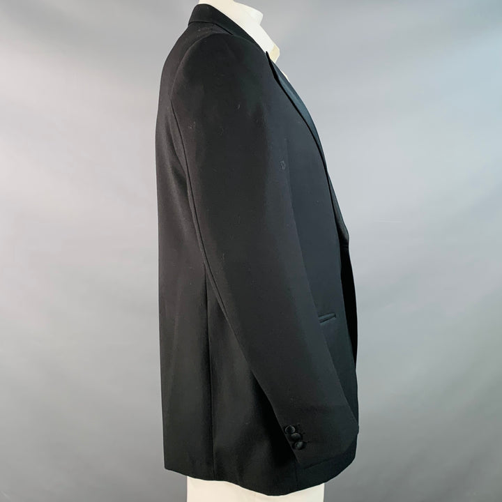 BRIONI for WILKES BASHFORD Size 44 Black Wool Peak Lapel Tuxedo
