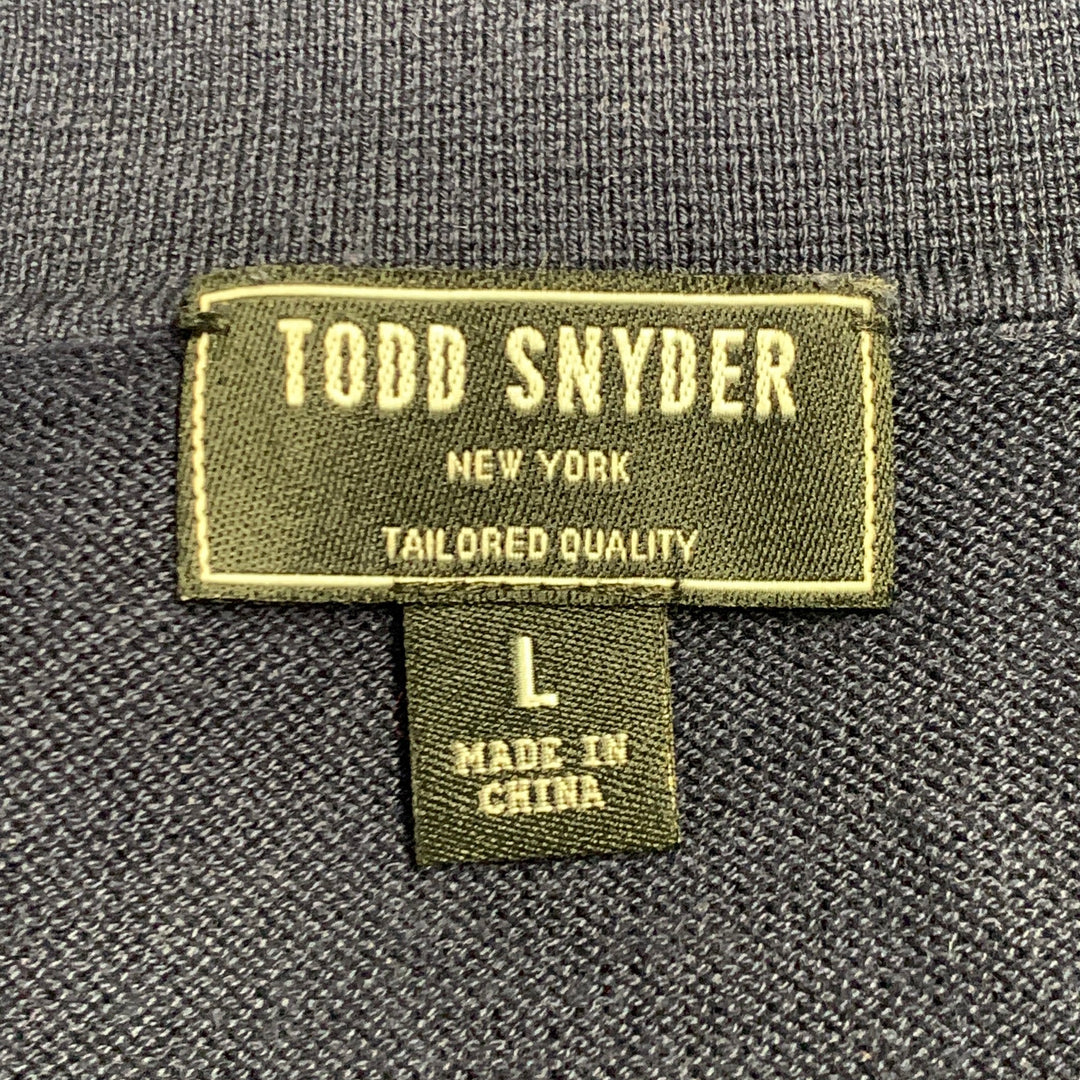 TODD SNYDER Size L Navy Red White Contrast Trim One Pocket Short Sleeve Shirt