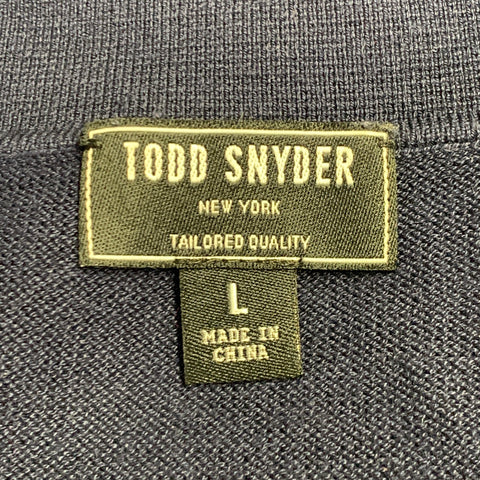 TODD SNYDER Size L Navy Red White Contrast Trim One Pocket Short Sleeve Shirt