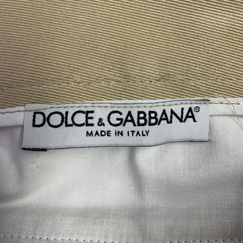 DOLCE & GABBANA Size 30 Tan Blue Black Twill Cotton Striped Trim Casual Pants