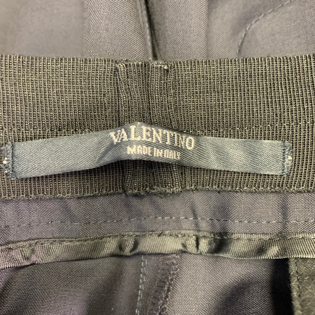 VALENTINO Size M Navy Black Wool Mohair Drawstring Cuffed Dress Pants