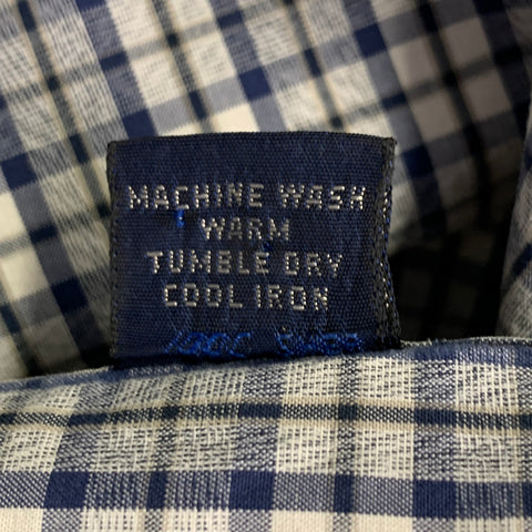 BUTTON DOWN Size S Blue White Plaid Cotton One Pocket Long Sleeve Shirt