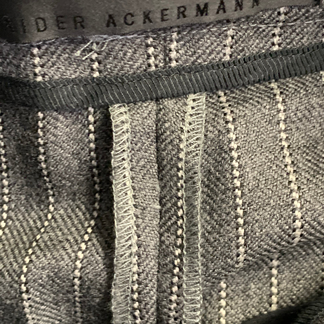 HAIDER ACKERMANN Size 32 Grey White Stripe Wool High Waisted Casual Pants