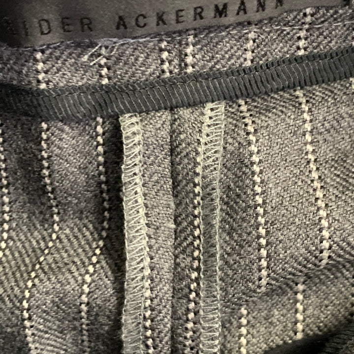 HAIDER ACKERMANN Size 32 Grey White Stripe Wool High Waisted Casual Pants