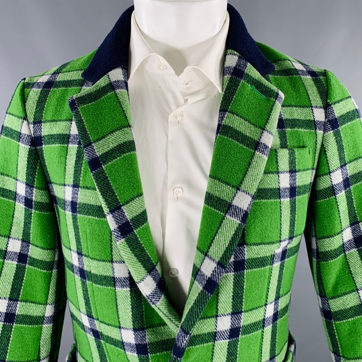 MARC by MARC JACOBS Size S Green Navy Plaid Wool Blend Sport Coat