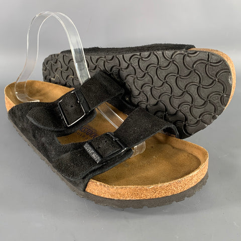 BIRKENSTOCK Size 10 Black Suede Buckle Sandals