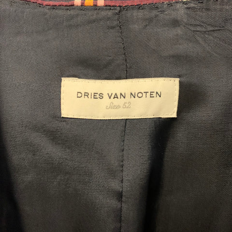 DRIES VAN NOTEN Chest Size 42 Grey Red Plaid Linen & Cotton Sport Coat