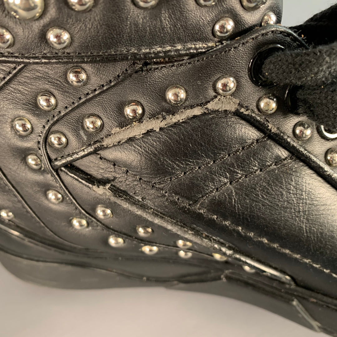 GIVENCHY Size 9 Tyson Black Studded Leather High Top Sneakers