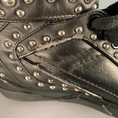 GIVENCHY Size 9 Tyson Black Studded Leather High Top Sneakers