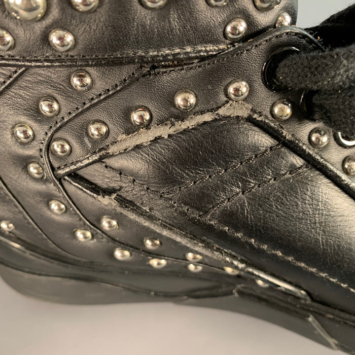 GIVENCHY Size 9 Tyson Black Studded Leather High Top Sneakers