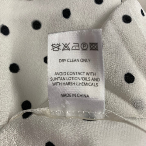 SALONI Size 2 White Black Silk Polka Dot Balloon Blouse