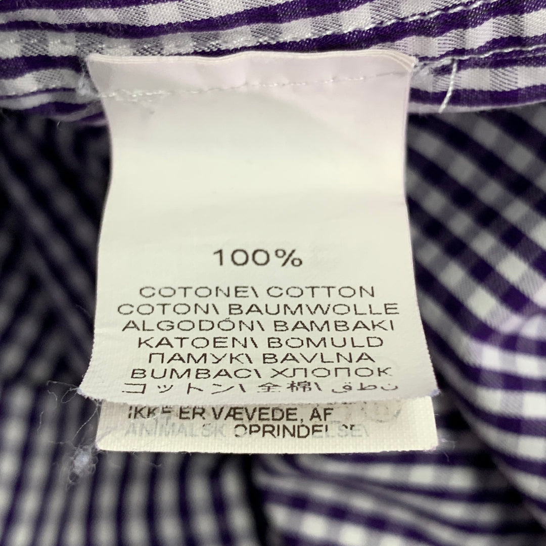 BRUNELLO CUCINELLI Size S Purple White Gingham Cotton Basic Fit Long Sleeve Shirt
