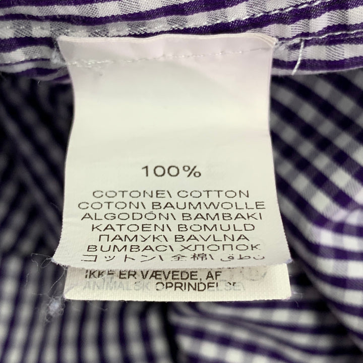 BRUNELLO CUCINELLI Size S Purple White Gingham Cotton Basic Fit Long Sleeve Shirt