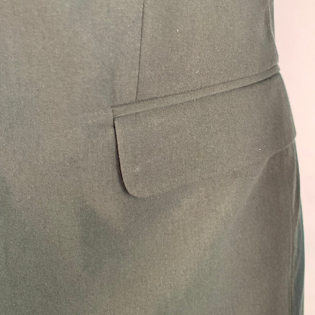 DRIES VAN NOTEN Size 34 Dark Green Cotton Twill Notch Lapel Suit