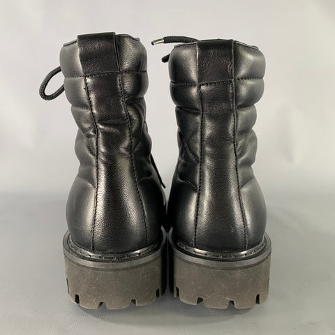 JOHN GALLIANO Size 10 Black Quilted Leather Hike Boots