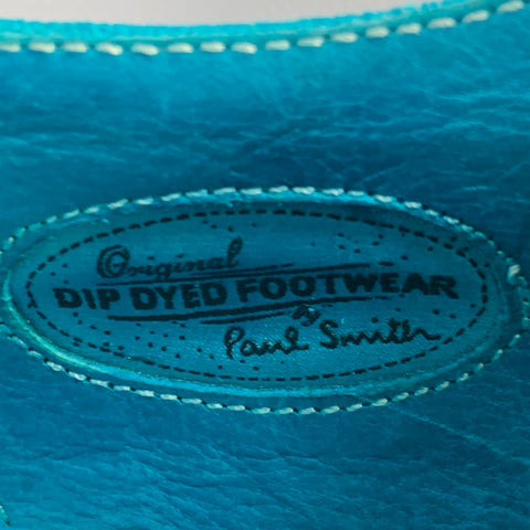 PAUL SMITH Size 9 Aqua Perforated Suede Leather Cap Toe Lace-Up Shoes