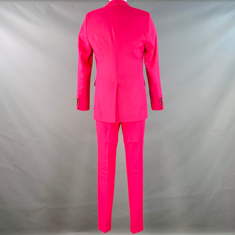 AMI by ALEXANDRE MATTIUSSI Size 36 Fuchsia Pink Black Wool Peak Lapel Suit