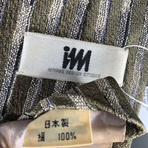 ISSEY MIYAKE Tan Mustard Lines Silk Tie