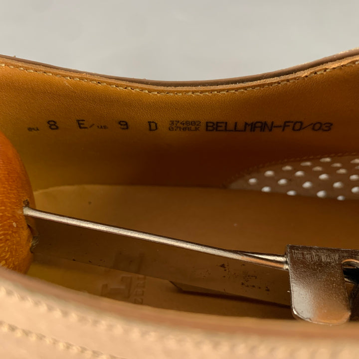 BALLY Size 9 Beige Perforated Leather Cap Toe Lace Up Shoes