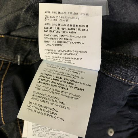 PRADA Size L Blue Indigo Contrast Stitch Cotton Linen Zip Fly Jeans