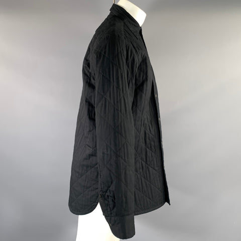 DRIES VAN NOTEN Size S Black Quilted Cotton Blend Shirt Jacket Long Sleeve Shirt