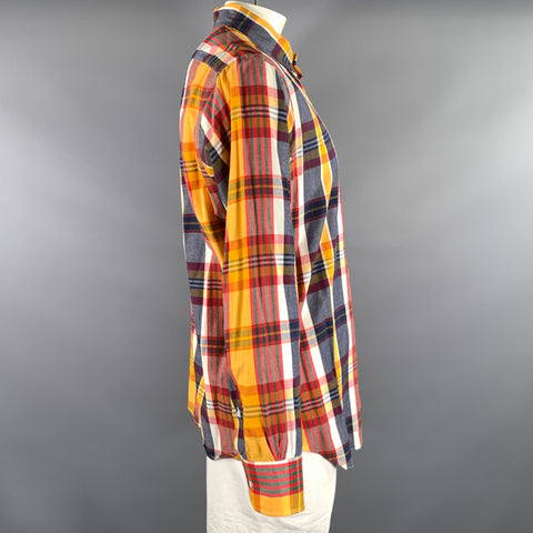 BLACK FLEECE Size XL Orange Multi Color Plaid Cotton Long Sleeve Shirt